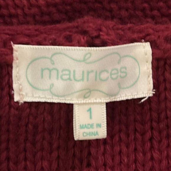 Maurices SZ 1X Wine cable knit longline hooded sweater layers academia comfy - Picture 6 of 7